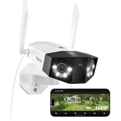 Reolink Duo 3 WiFi, 16MP Wi-Fi 6 Outdoor Surveillance Camera WiFi with 180° Panoramic View, Motion Track, Dual Lens WiFi Camera Outdoor, 30 m Colour Night Vision, 24/7 Recording, AI Detection, IP67