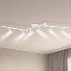 Kimjo Ceiling Spotlight 6 Bulbs GU10 Swivelling - Spotlight Ceiling Light 6 Bulbs White - Ceiling Light 6 Bulbs LED Ceiling Light Lamps Ceiling Lights - Lamp Living Room Bedroom Lamp Kitchen Lamp