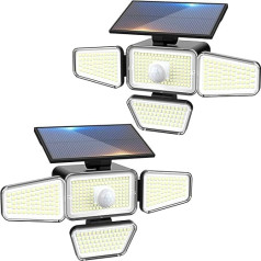 Peasur Pack of 2 Solar Lights for Outdoor Use with Motion Sensor, 318 LED Solar Lights Outdoor, IP65 Waterproof Solar Outdoor Light for Garden, Balcony, Garage, Fence