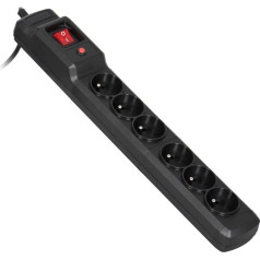 Effiki Activejet combo 6gn/5m/cz pārsprieguma aizsardzības sloksne (10a; 2300w) 5m; krāsa melna