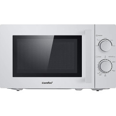 Comfee CMSN 20 si Microwave, Solo Microwave with 5 Power Levels, Interior Lighting, Easy Defrost, 360° Turntable, Two Control Controls, 20L, 700W, Silver.