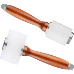 Leather Carving Hammer, 2 Pieces Leather Craft Mallets Nylon Wooden Handle Hammer Hammer for DIY Stamping Sewing Leather Cowhide Tool