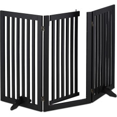 Relaxdays Barrier Gate, H x W: 92 x 154 cm, Foldable, with Door and Feet, Freestanding Dog Safety Gate, Door Gate, Black