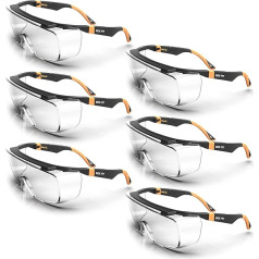DEX FIT SG210 OTG Safety Glasses Eye Protection Z87 Anti-fog and Anti-Scratch Adjustable Unisex with UV Protection