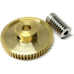 HOMEXO Worm Gear and Worm 0.8m Precision Turbine Worm Gear Set 1: 20/30/40/50/60 Teeth Stainless Steel Worm Copper Gear Accessories (Color : Worm 8mm, Size : 60 Teeth-8mm)