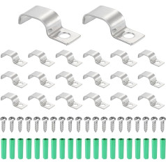 sourcing map 30 Stück starre Rohrbänder passend für 8 x 16 mm Streifen/Kabel, Edelstahl, U-förmige Kabelbandklemme mit 1 Loch für Rohr, Draht, Schnur, Rohrbefestigung