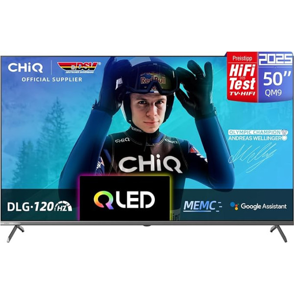 CHIQ U50QM9G 50 Inch (126 cm) TV, 4K QLED, Google TV, DLG 120Hz, MEMC, Dolby Audio, Triple Tuner, WLAN 5G, Google Assistant, Black, 2025
