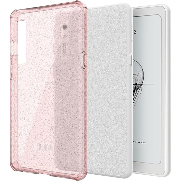 TUDIA SKN Compatible with Onyx Boox Palma 2 Case [Reinforced Corners] Shockproof Thin Anti-Yellowing Silicone Gel Transparent Back Lightweight Grip TPU Bumper for eReader (Pink Glitter)