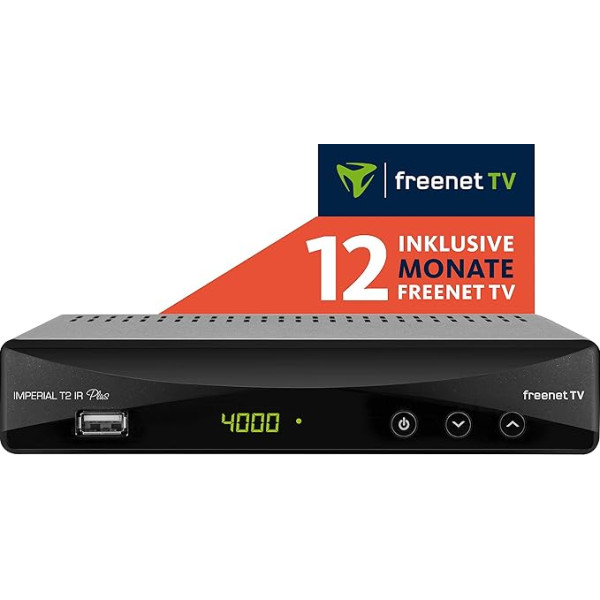 Digitalbox 77-560-00-12 Imperial T2 IR Plus DVB-T2 HD Receiver with Irdeto Decryption (Including 12 Months Freenet TV, H.265/HEVC, PVR Ready, HDMI, Scart, USB, LAN) Black
