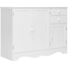 HOCSOK Sideboard, Kitchen Cabinet with 3 Drawers and 2 Doors, Storage Cabinet, Standing Cabinet for Living Room, Kitchen, Dining Room, White, 40 x 105 x 78 cm