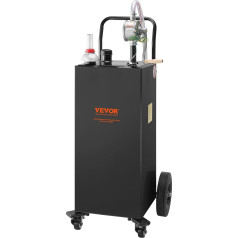 VEVOR Fuel Trolley 35 Gallon Gas Fuel Tank Container 106 x 53 x 53 cm with Manual Transfer Pump Petrol Diesel Fuel Container for Cars Lawn Mowers Off-Road Vehicles Boats Black