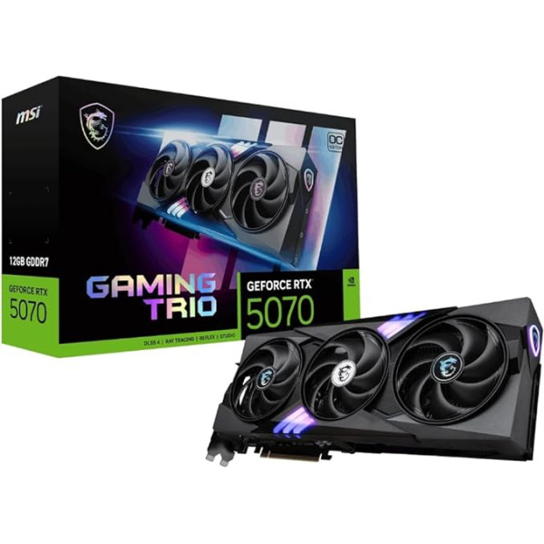 MSI GeForce RTX 5070 12G Gaming Trio OC - 12GB GDDR7 (28Gbps/192-bit), PCIe 5, Boost: 2610 MHz, HDMI 2.1b, DisplayPort 2.1b