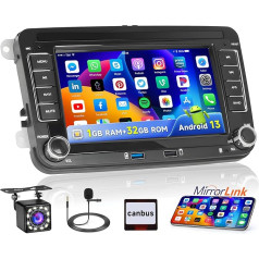Fuluku Android Car Radio for VW Passat Golf Polo Tiguan Jetta Skoda Seat with MirrorLink, 7 Inch Screen Radio with Bluetooth/WiFi/GPS/Reversing Camera/FM/RDS/SWC