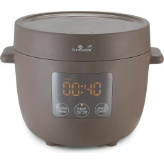 Yum Asia Tsuki Mini Rice Cooker with Shinsei Ceramic Bowl (2.5 Cups, 0.45 Litres), 5 Rice Cooking Functions, 2 Multicooker Functions, Hidden LED Display, 220-240V (Pebble Grey)