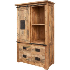MASSIVMOEBEL24.DE Railway Mango Cabinet 90 x 45 x 150 cm Colour: Natural Varnished Size: 90 x 45 x 150 cm (W x D x H)