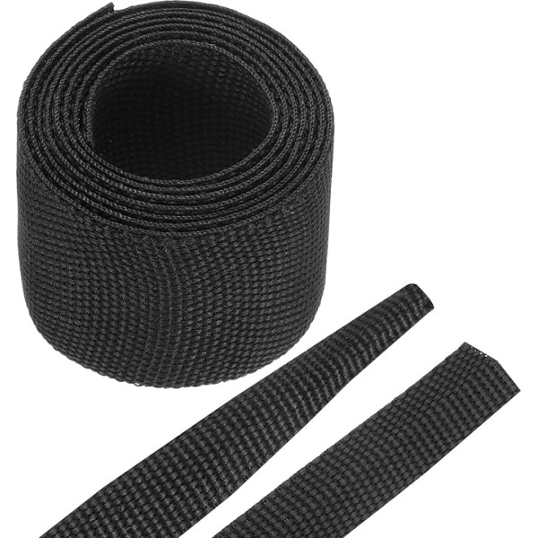 sourcing map Geflochtene Kabelhülsen, wärmeschrumpfbarer Stoffschlauch, 2,5 cm, 0,9 m, schwarz, 2:1 Verhältnis, Schrumpfkabelschutz für Kabelbaumkabel, Netzwerkkabelschutz, Kabelmanagement