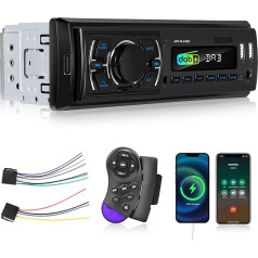 1 DIN Car Radio DAB+ Radio with Bluetooth DAB Plus with FM Radio, USB Disk/AUX/TF Connection, Shut-Off Memory, Audio Recording, Steering Wheel Control