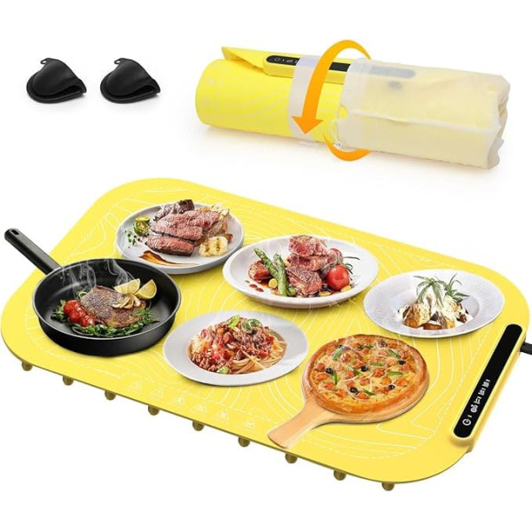 Electric Warming Tray for Food, Full Surface Heating Food Heat Mat, Rollable & Portable Food Warmer, Food Warmer for Parties Buffet, Warming Bowls for Buffets Party
