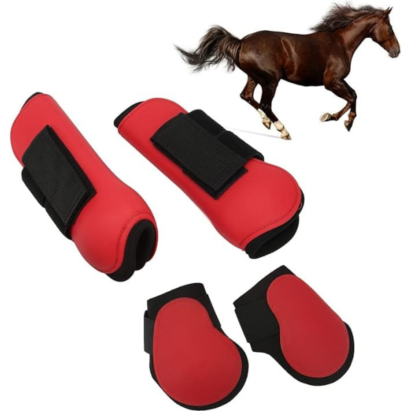 Gamaschen-Set für Pferde, weich, rutschfest, dämpfend, PU-Schalenschutz für Springpferde und Wettkämpfe