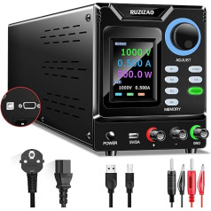 RUZIZAO Laboratory Power Supply 1000V 0.5A, Programmable High Voltage Laboratory Power Supply, Adjustable DC Power Supply with PC Software, Encoder Button, Memory Space, Output Switch, Lock Switch