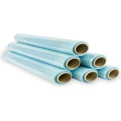 Stretch Plastic Film Roll Transparent 70% Recycled 50cm Extendible Up to 300 Meters Long Sturdy Industrial Packaging Protection Film for Packaging (6 Rolls)