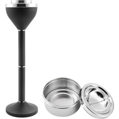 Anfrere Standing Ashtray Outdoor Patio Large Tall Outdoor Ashtray for Cigarette Butts Disposal Commercial Metal Smokers Matte Black B01DK