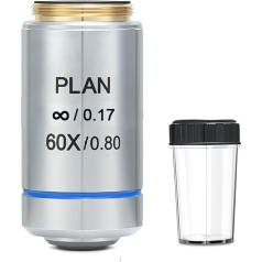 Achromatische Objektivlinse für Mikroskope, 60-fache Vergrößerung, mit staubdichter Aufbewahrungsbox