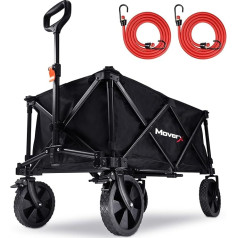 MoverX 120L Festival Trolley on Wheels Folding Trolley Portable Camping Trolley Foldable Trolley for Beach Outdoor Garden Picnic Shopping Fishing Adjustable Handle Black