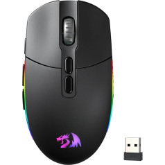 Redragon M719 Wireless Optical Gaming Mouse, 7 Programmable Buttons, RGB Backlight, 10000 DPI Ergonomic PC Computer Gaming Mice with Fire Button