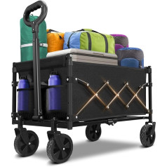 Folding Camper with Wheels, Folding Cart with Adjustable Handle, Compact Upgraded Folding Cart - Black