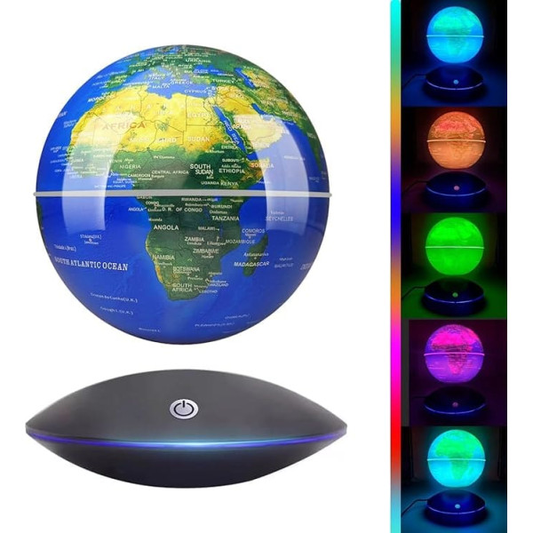 Poojaed Magnetic Levitating Ball with LED Light, Floating Ball World Map for Home Office Display, Cool Tech Gift for Men, Father, Boys and Girls, Ideal for Birthdays, Anniversaries