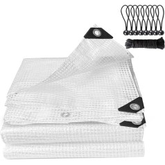 Transparente Abdeckplane, wasserdicht, strapazierfähig, Gewächshausgitter, für den Außenbereich, Polyethylen-Kunststofffolie, 140 g/m², transparente Plane mit Ösen zum Schutz von Pflanzen,