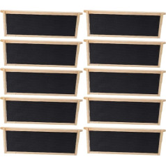 Set of 10 Beehive Frames and Wax Foundations, Beehive Frame Foundation Set with Beeswax Coated, Food-Safe Foundation Plates for Honey Bee Breeding