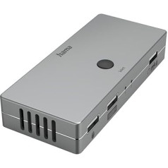 Hama KVM Switch for 2 PCs, Notebooks, Macbooks, Tablets, 4 Ports (KVM Switch for e.g. Mouse, Keyboard, Printer, USB Stick, Headset, Hard Drive, PC Switch Mouse Keyboard 3x USB, 1x HDMI)