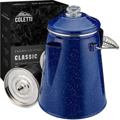 Coletti Classic Coffee Percolator - Percolator Coffee Pot, Cowboy Coffee Pot - The Original Camping Coffee Maker, Now Modernised - For Brewing Master On The Campsite [Blue, 12 Cups]