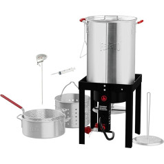 FEASTO Aluminum Turkey Fryer with Basket and 10QT Fish Fryer Set, 50,000 BTU Propane Gas Burner Outdoor CSA Certified Automatic Ignition 10 PSI Regulator and Hose