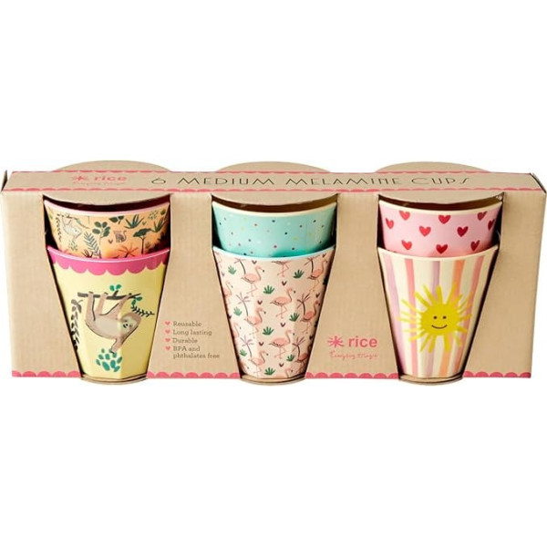 Medium Melamine Mugs - Multi - Pack of 6