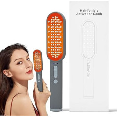 Light Therapy Hair Brush Red, Quadruple Light Therapy with 630 nm, 850 nm and 460 nm Three Wavelengths, Red Light & RF Scalp Massager Rechargeable Comb, for Hair Loss Men and Women