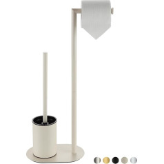 BVL Toilet Set White Matt Stainless Steel Toilet Set with Toilet Roll Holder Toilet Brush Toilet Paper Holder Standing