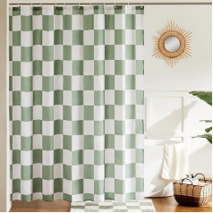Ohocut Checkered Shower Curtain Sage Green Shower Curtains for Bathroom Cute Retro Checkerboard Shower Curtain Vintage Aesthetic Machine Washable Fabric Shower Curtain 72x72 Inch