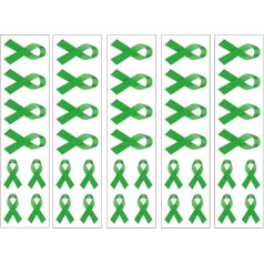 40 Green Bow Temporary Tattoos: Mental Health Awareness
