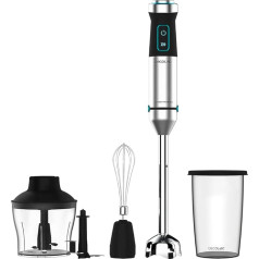 Cecotec Hand blender Power TitanBlack 1500 XL Cream & Crush. 1500W, CrossBlades technology with 4-blade blades with black titanium coating, extra long base, splash guard blade insert, 800 ml glass