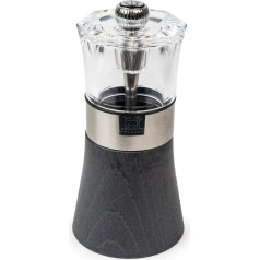 PEUGEOT - Oslo Pepper Mill 12 cm + Black Pepper - Classic Grinding Adjustment - Made of Wood with PEFC Seal, Stainless Steel and Acrylic - Graphite Colour