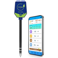 Intelligent Soil Test Kit, 8 in 1 pH/Humidity/EC/Fertility/Salt/Sunlight Intensity/Humidity/Temp, pH Meter Hygrometer for Green, pH Conductivity Meter for Hydroponics