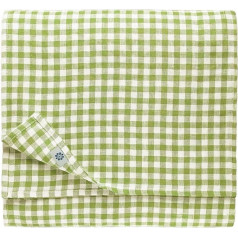 Linen & Cotton Tablecloth Table Linen Checked Country House Style Estella - 100% Linen, White / Green (140 x 220 cm) Festive Rectangular Spring / Home Kitchen Restaurant Cafe Hotel Catering