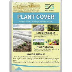 ECCOGREAT Winter Fleece for Plants, 30 g/m² 3 x 15 m (45 m²), Winter Protection for Plants, Vegetables, Flowers, Cold Weather and Insects, Waterproof, Breathable