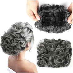 Unordentlicher Haarknoten Kurze, unordentliche, lockige Haarverlängerung mit Dutt und Kämmen, dicker Chignon, Haarteil, Pferdeschwanz Pferdeschwanz-Haarteil für den täglichen Gebrauch(Q1-1BTDdimgray)