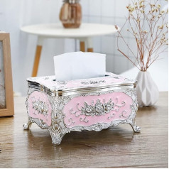 Tissue Box, Cosmetic Tissue Box, Retro Tissue Box, European Tissue Box, Cosmetic Tissue Dispenser, Acrylic Napkin Holder, Tissue Box, Luxury European Style, for Office/Car/Bathroom (Pink)