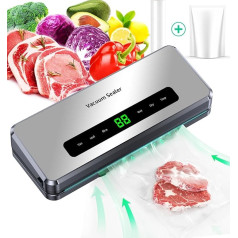 Hilifix Vacuum Sealer 6 in 1 Compact Food Vacuum Sealer Dry Wet Food Storage Container Integrated Cutter Roll Bag Storage LED Display Included