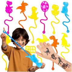 24 temporäre Dinosaurier-Tattoos und 24 x Dinosaurier-Hände, Partygeschenke – perfekte Geburtstagsgeschenke, Geschenktütenfüller, Schatzbox-Spielzeug, Klassenzimmerpreise und Studentengeschenke